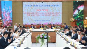 Quang cảnh Hội nghị Công bố điều chỉnh quy hoạch tỉnh Lâm Đồng đồng thời kỳ 2021-2030, tầm nhìn đến năm 2050 của UBND tỉnh Lâm Đồng.